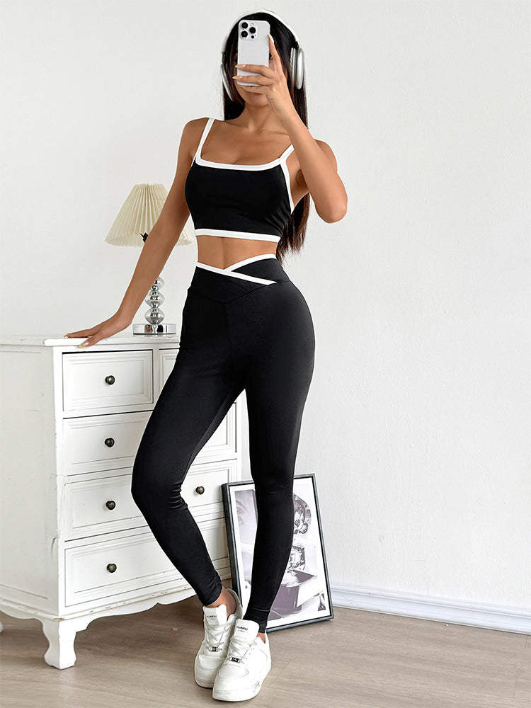 Black Sporty Camisole And Leggings Co-Ord Set