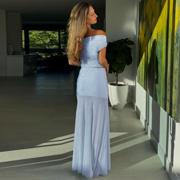 Blue Top And Skirt Co-Ord Set