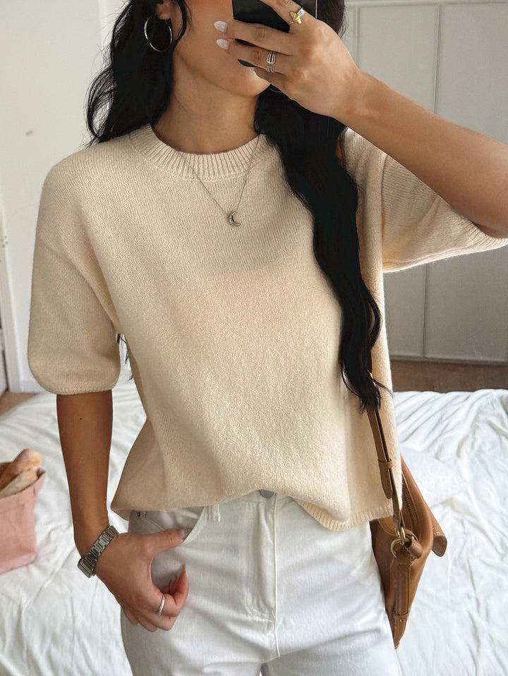 Beige Solid Casual Pull Over