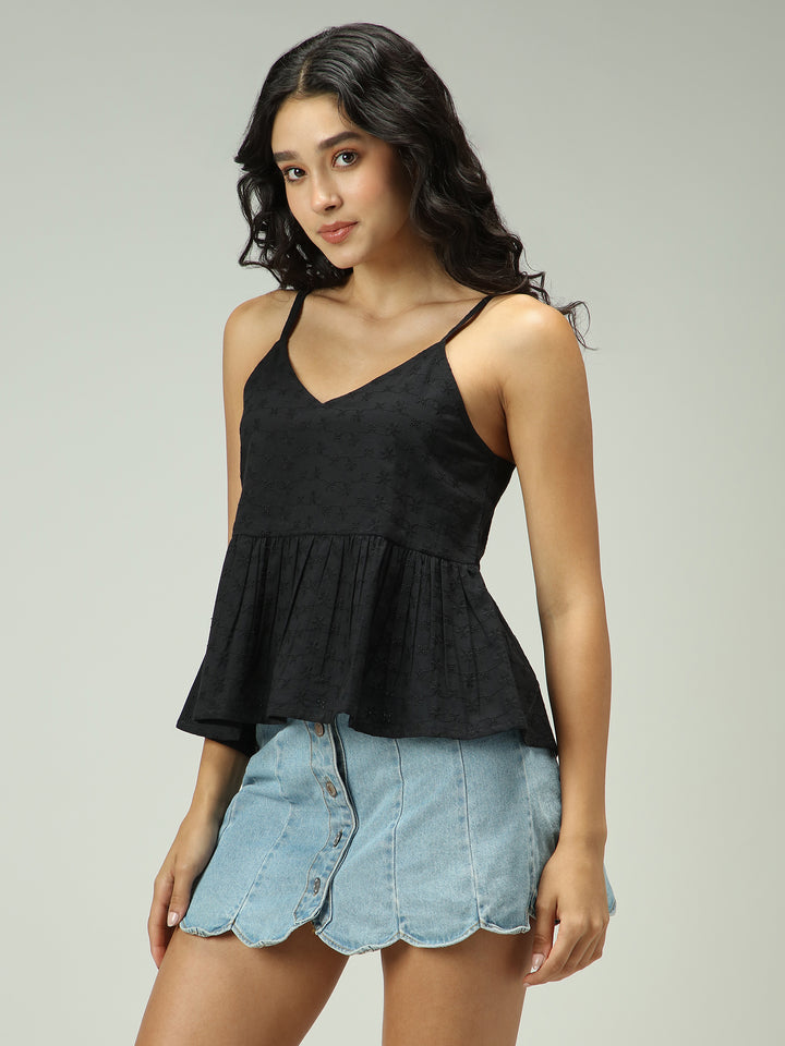 Black Strappy Aline Schifley Top