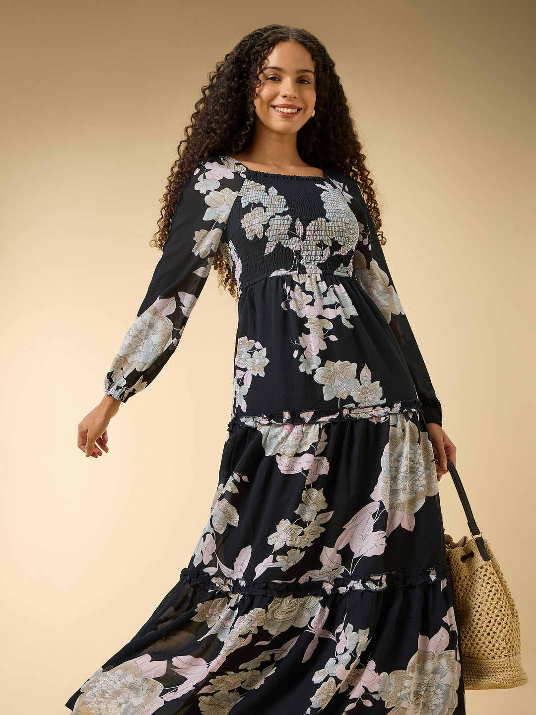 Black Full Sleeve Fit & Flare Dress