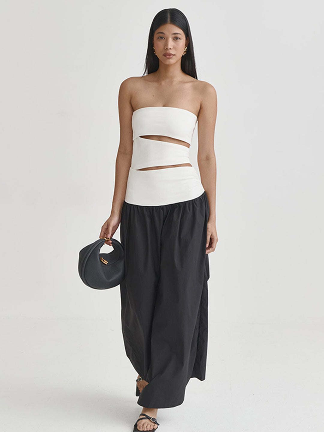 Black Tube Cut-Out Dual Toned Dress