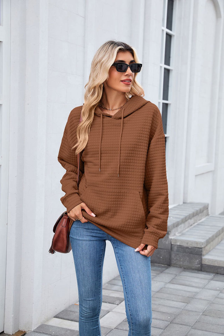 Brown Full Sleeves Solid Hoodie