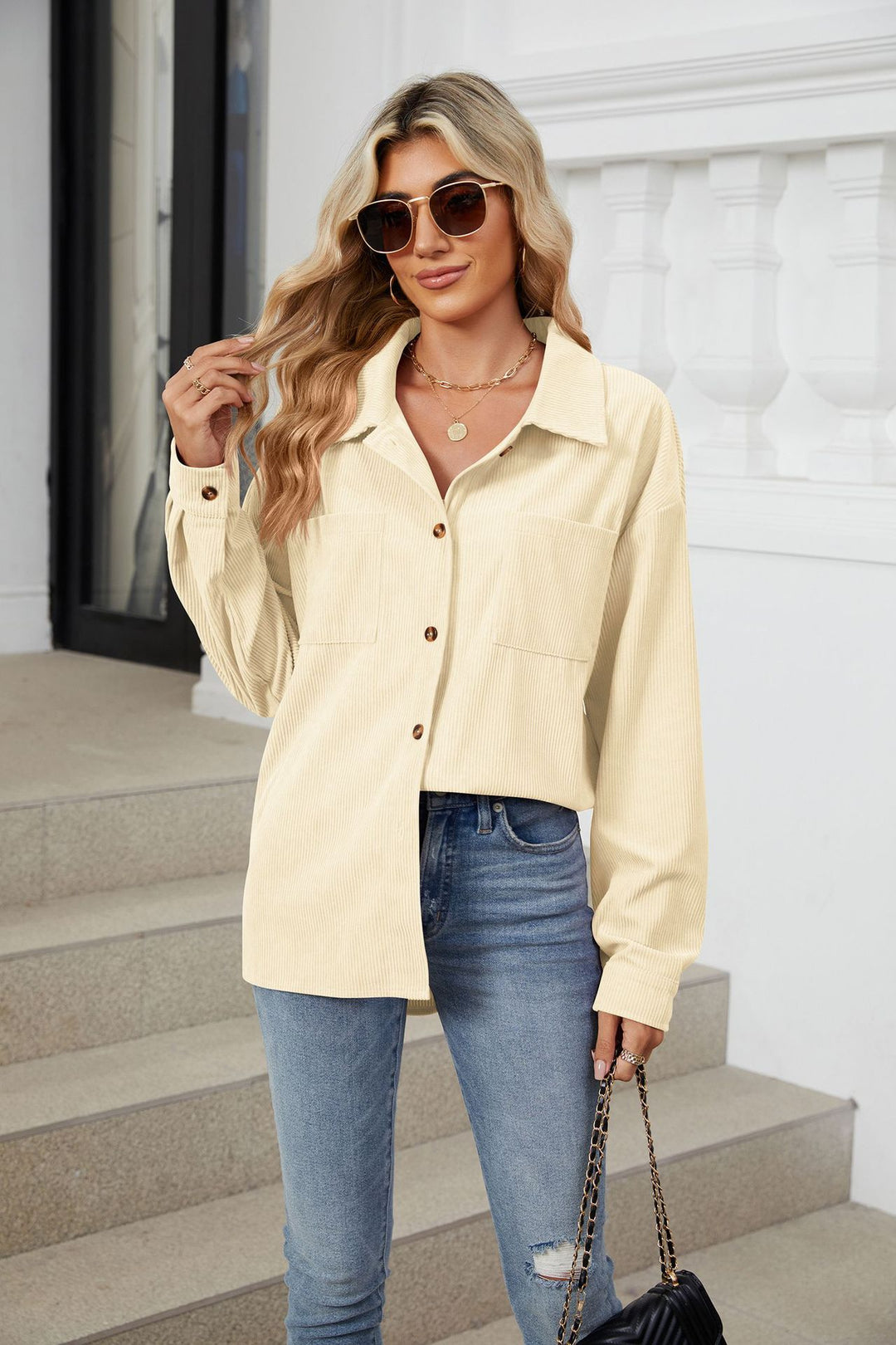 Cream Full Sleeves Buttondown Shirt
