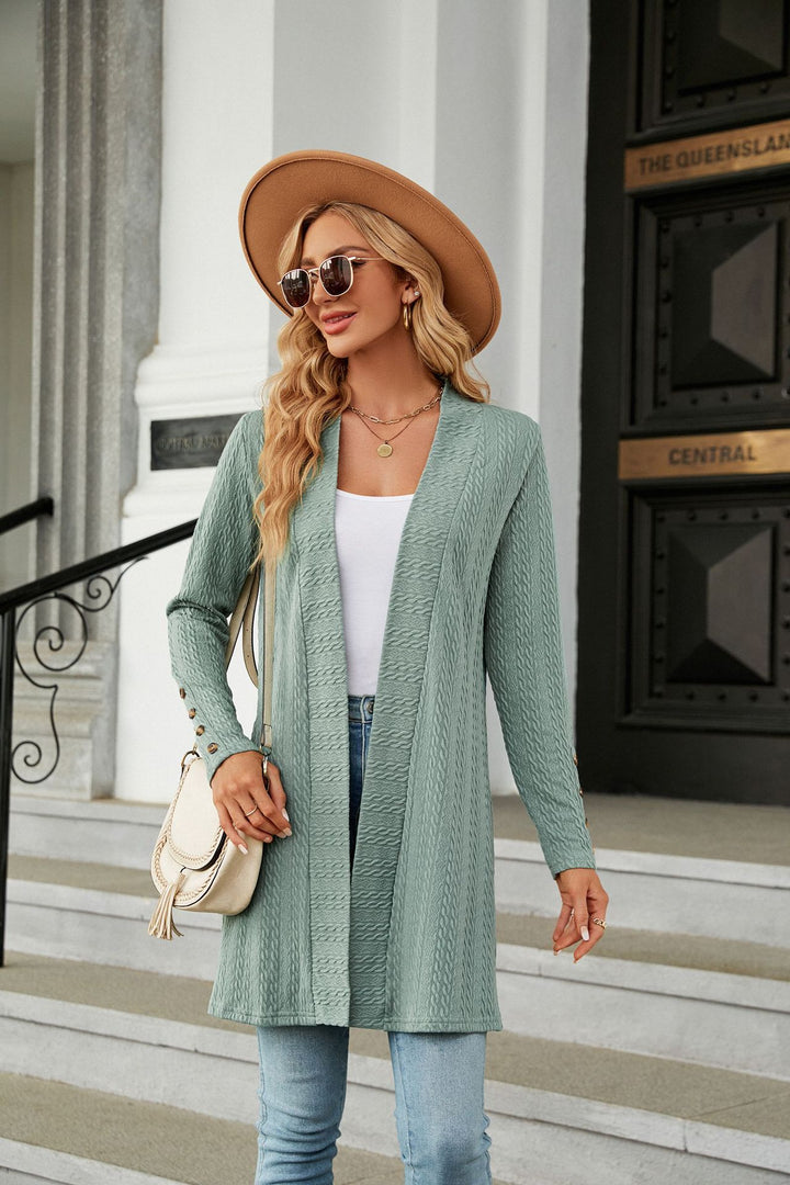 Light Green Full Sleeves Solid Shrug