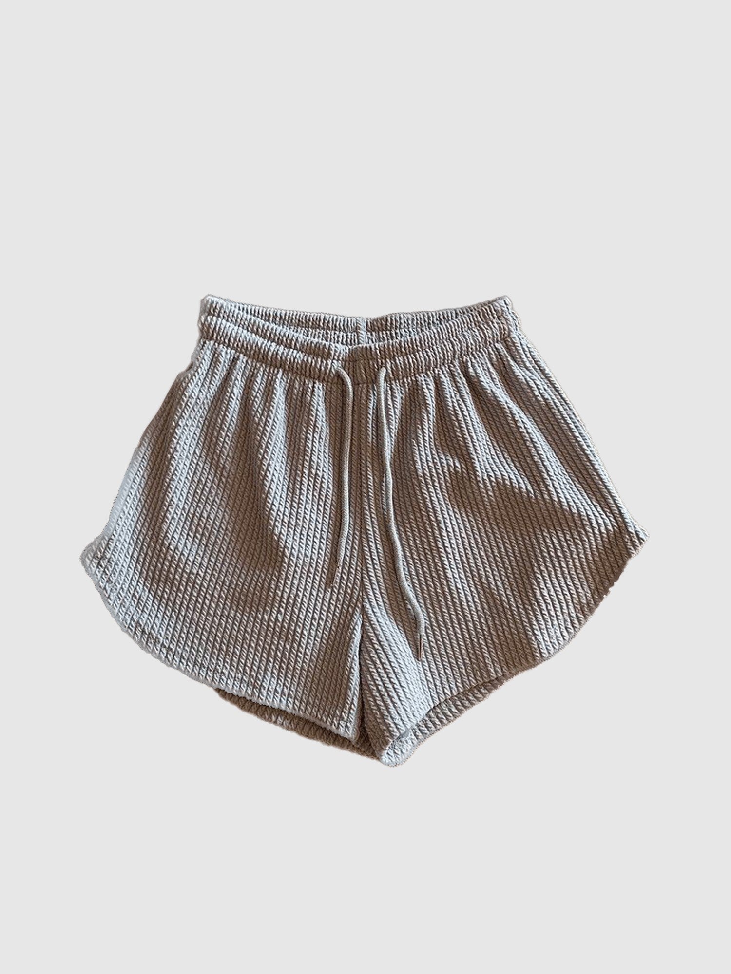 Grey Textured Knit Shorts