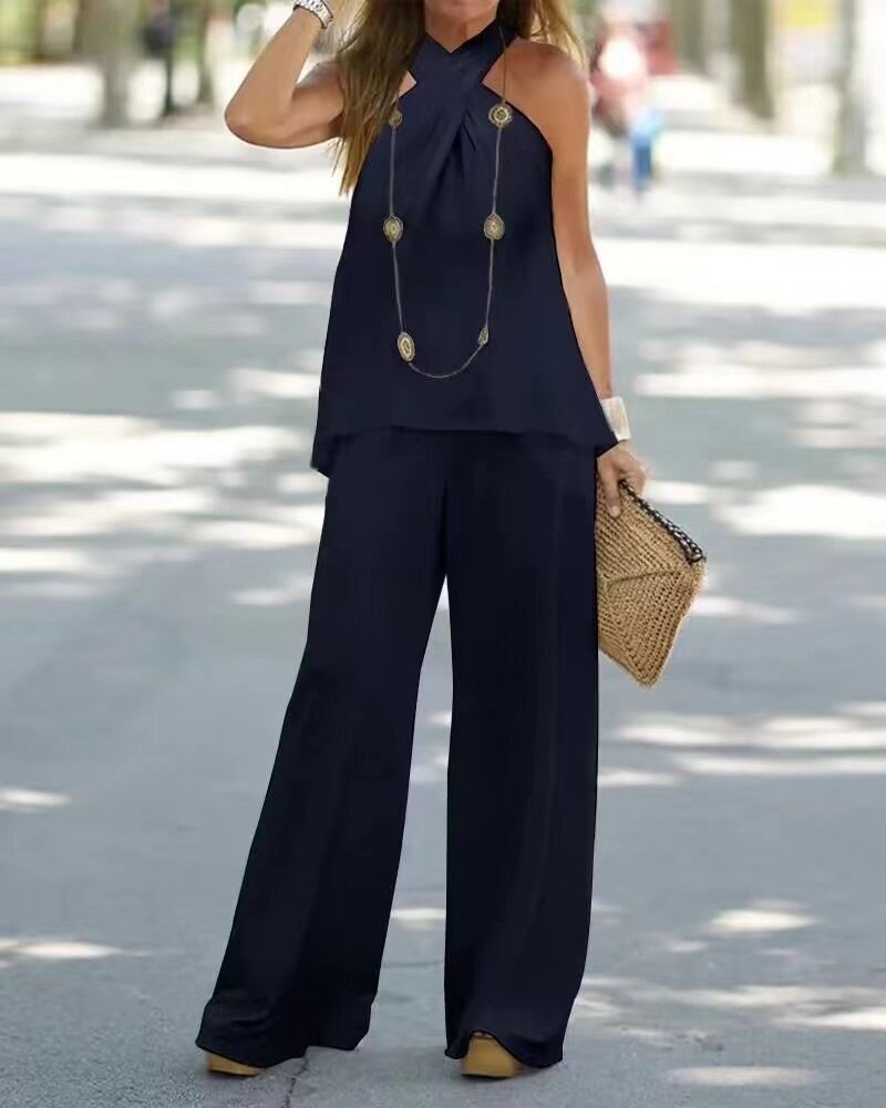 Navy Blue Wrap Knit Co-Ords Set