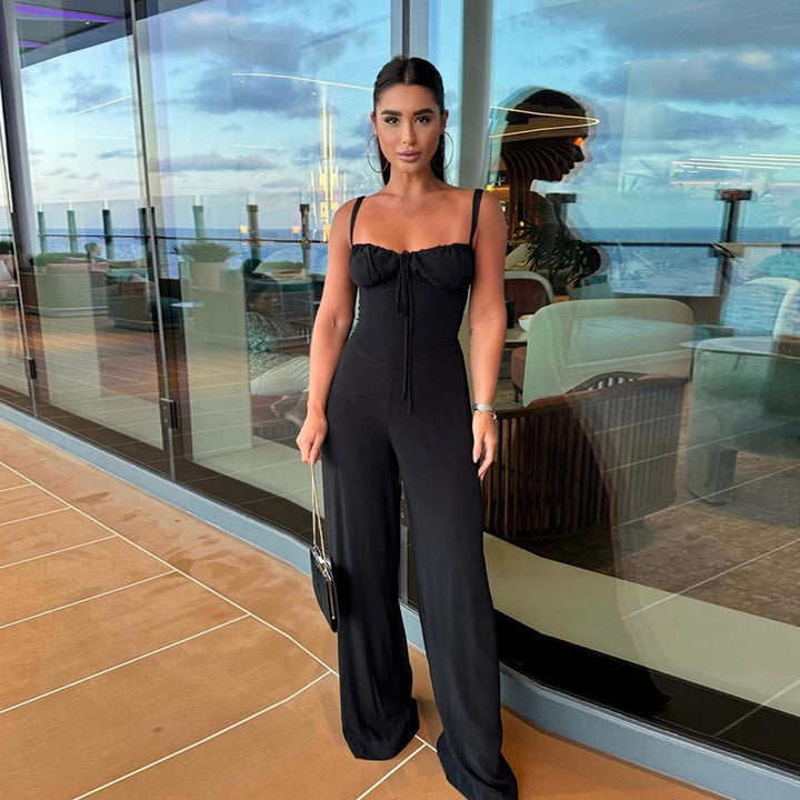 Black Gathered Bust Jumpsuit