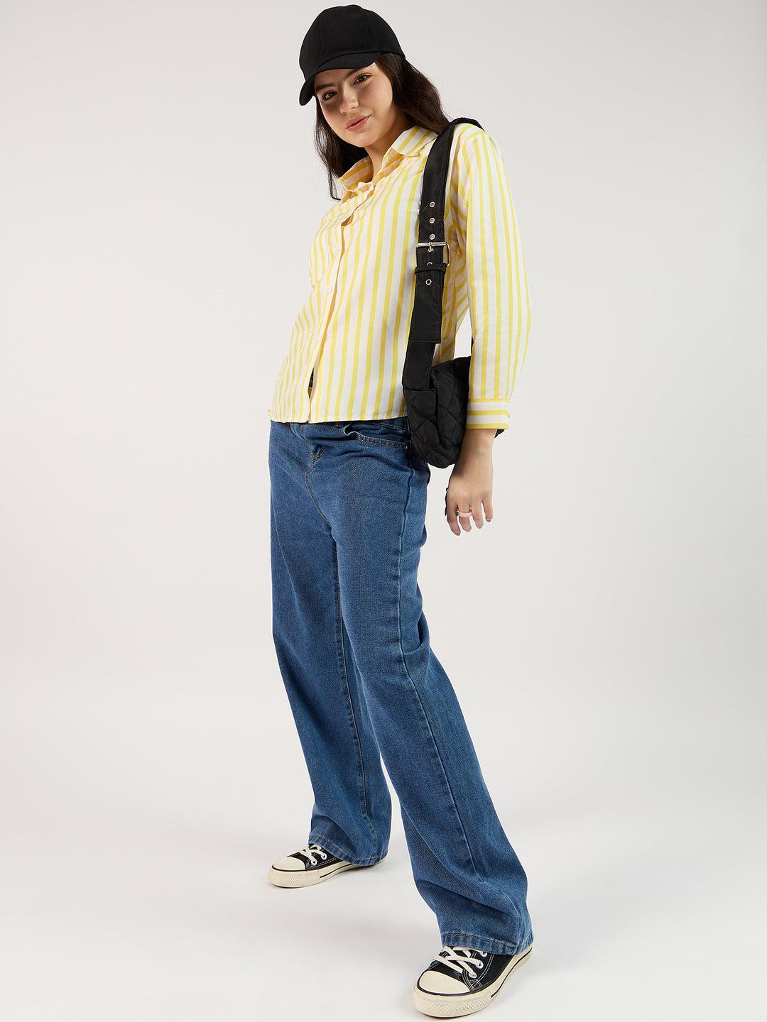 White Shirt with Yellow Stripes