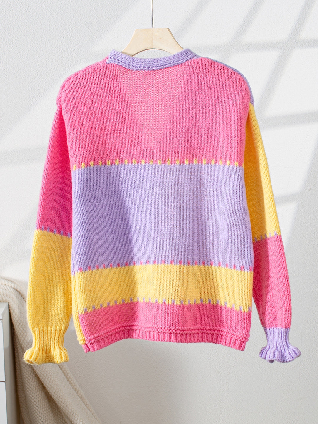 Multi Full Sleeves Colour Block Sweater