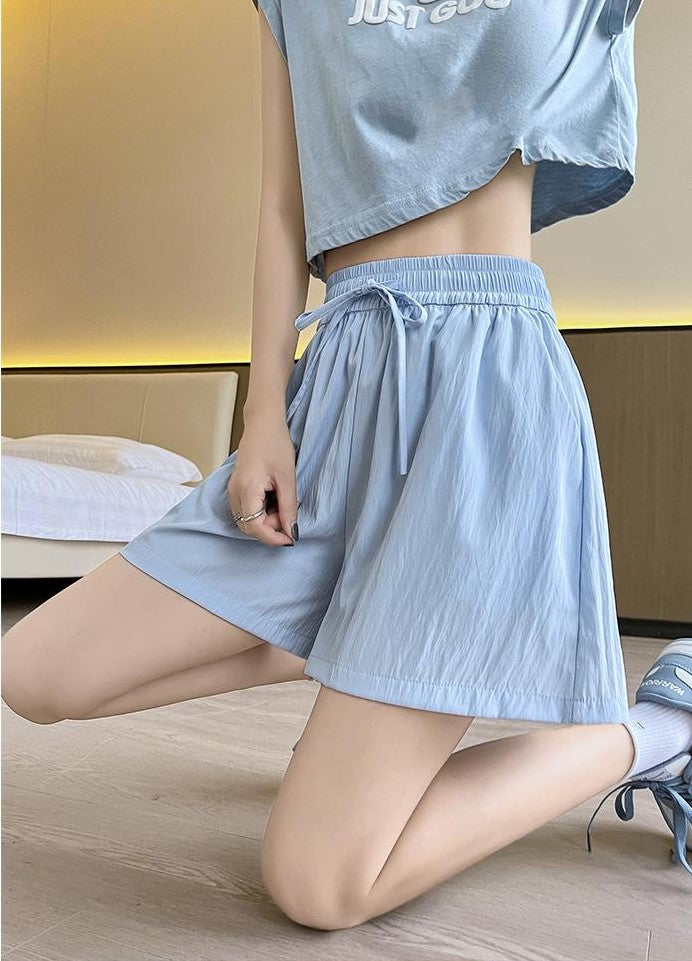 Blue Relaxed Fit Elasticated Drawstring Shorts