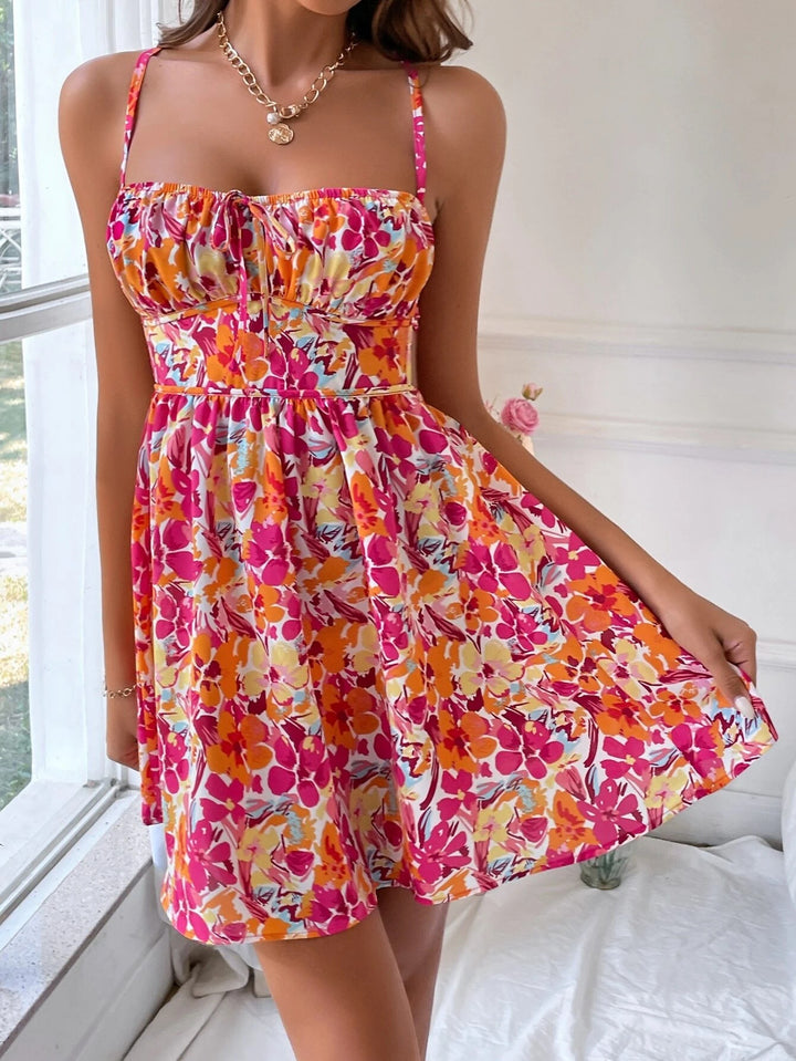 Multi Shoulder Strap   Front Ruched Dress