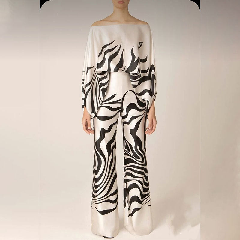 White Off Shoulder Printed Jumpsuit