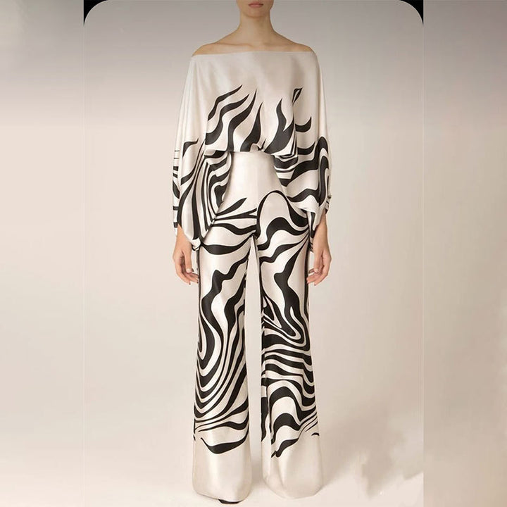 White Off Shoulder Printed Jumpsuit