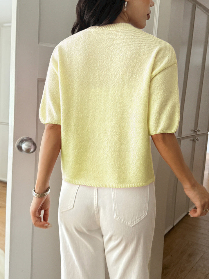 Yellow Solid Casual Pull Over