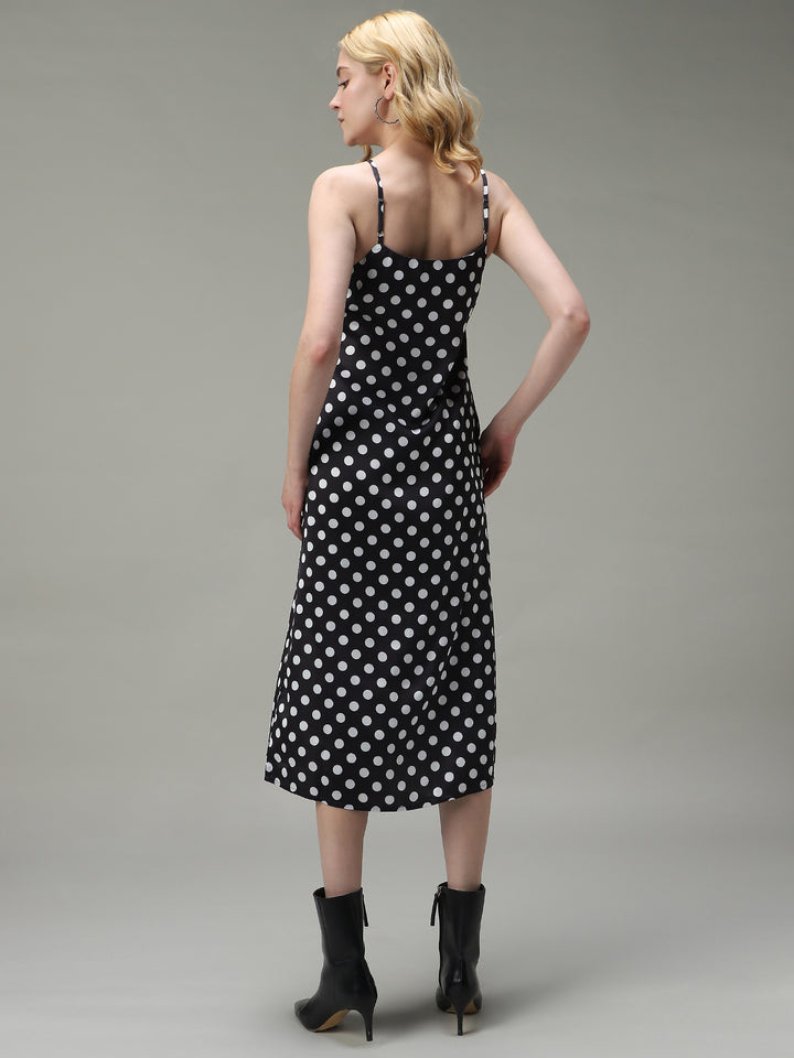 Black Side Slit Satin Dress