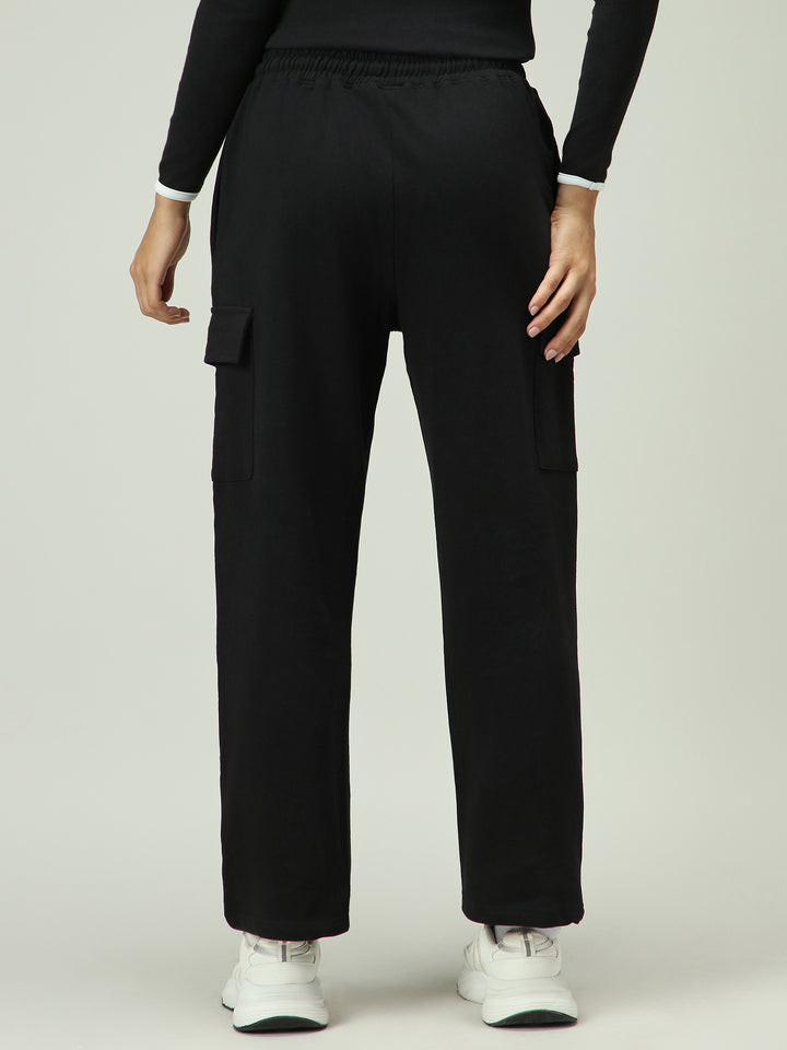 Black Cargo Pocket Wide Leg Sweatpants