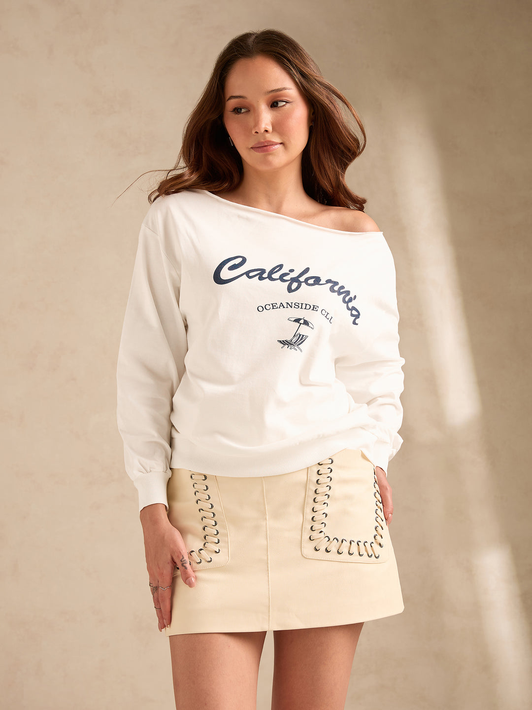 Off White Varsity Graphic Sweatshirt