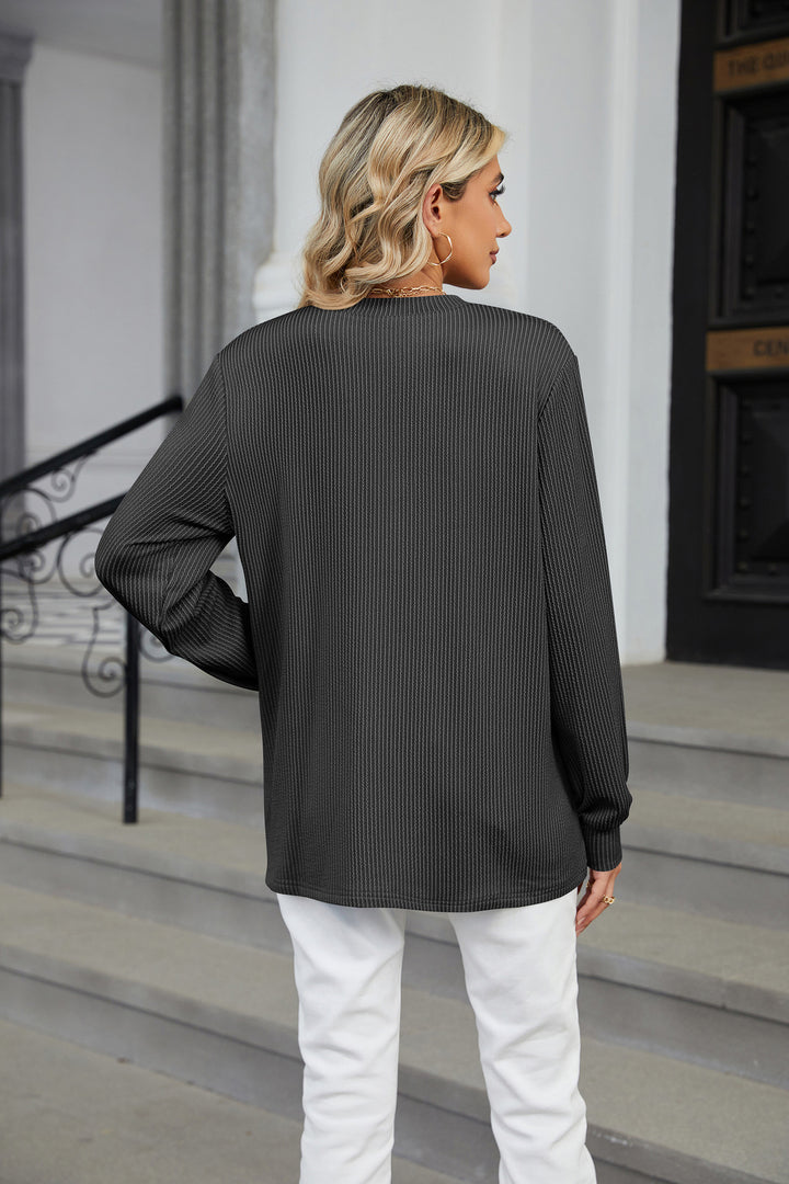 Black Full Sleeves V Neck Top