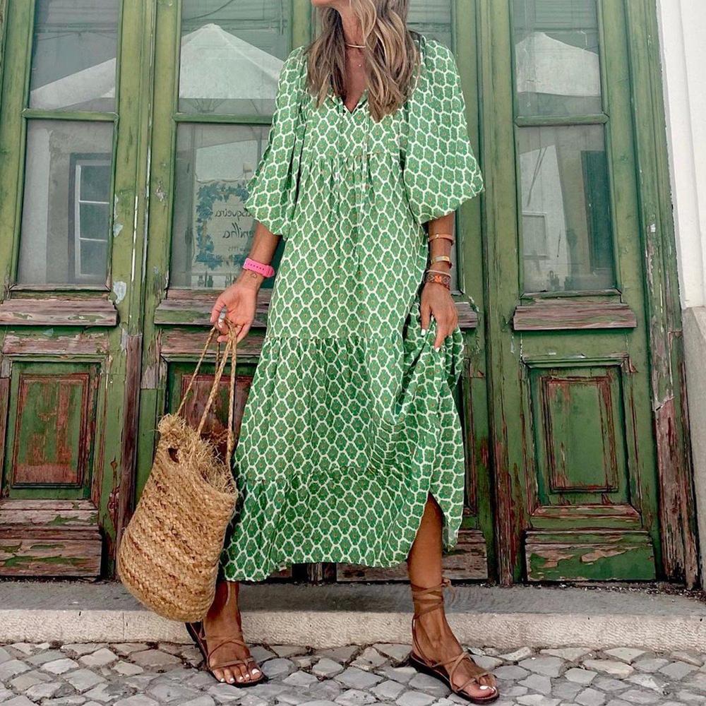 Green Abstract Printed Dress