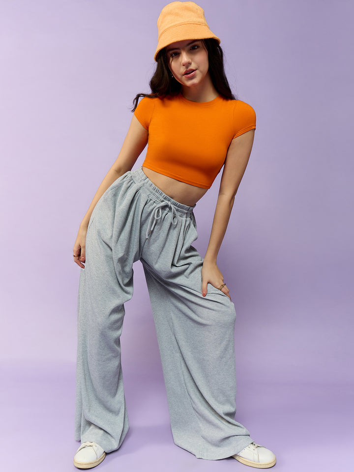 Grey Knit Joggers with Draw String