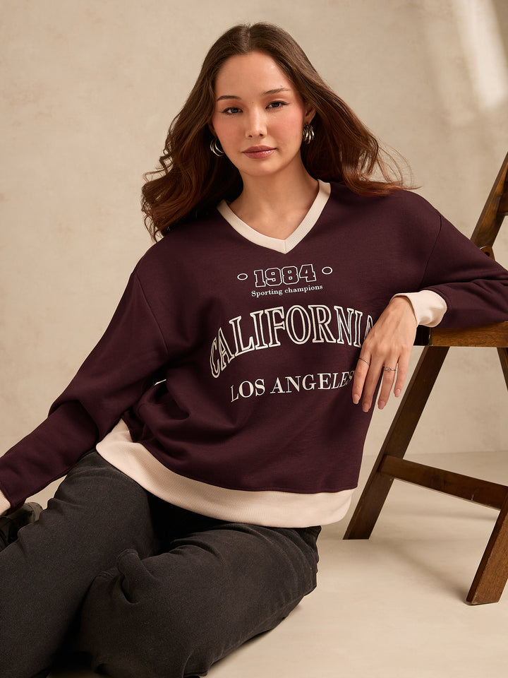 Brown Varsity Graphic Sweatshirt