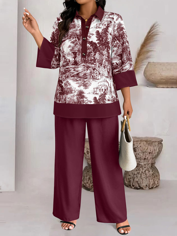 Wine  Abstract Printed Co-Ord Set