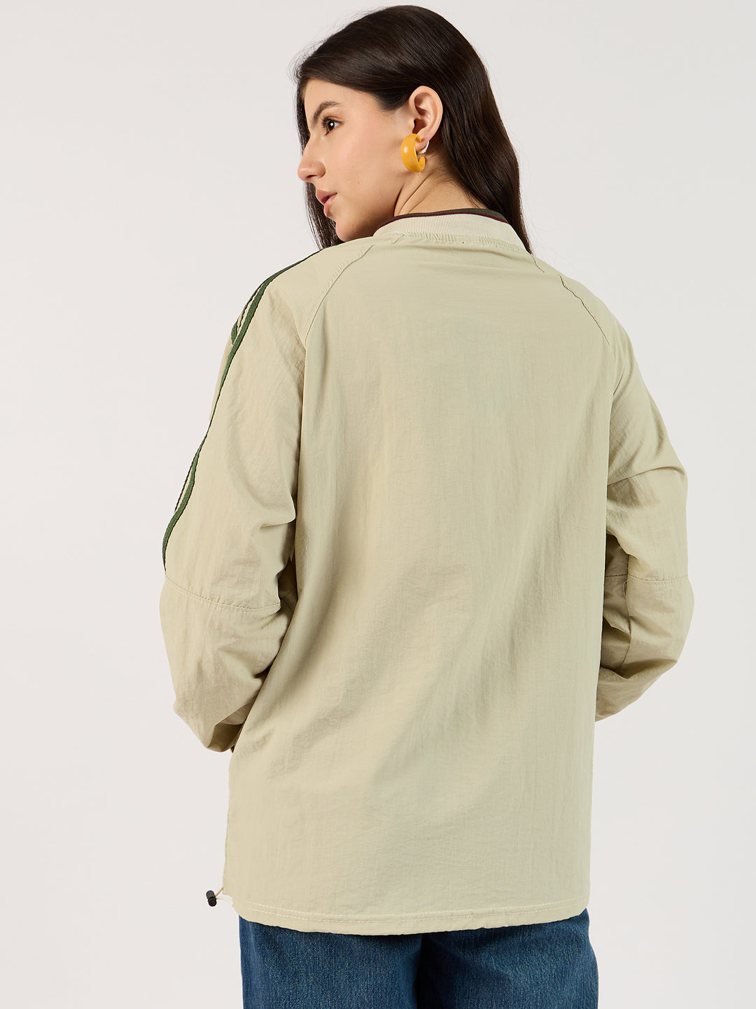 Beige V Neck Oversized Sweatshirt