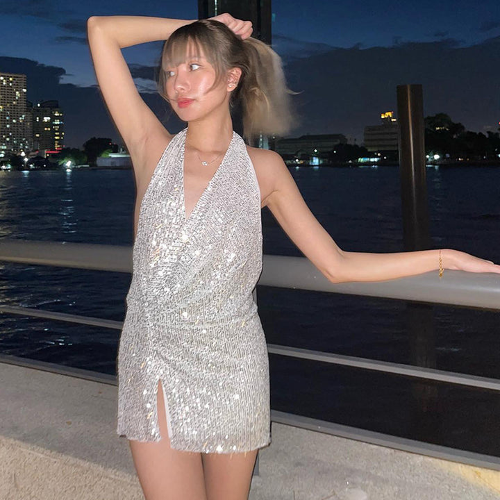 White Sleeveless Embellished Mini Dress