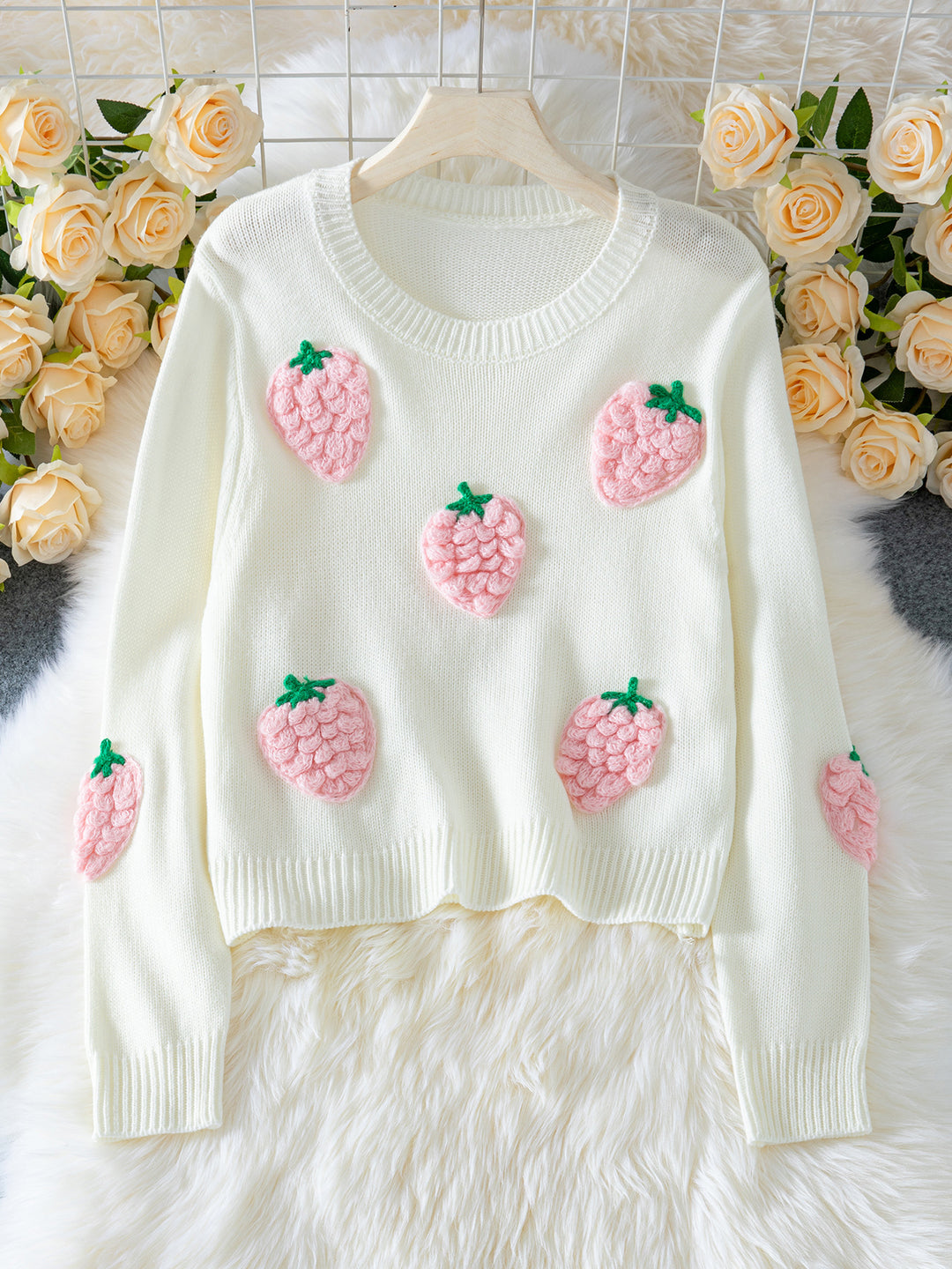 White Full Sleeves Embroidered Sweaters