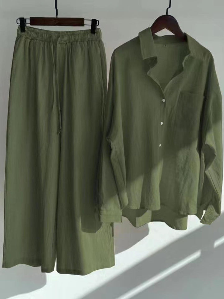 Green Oversized Shirt and Wide Pant Co-Ord Set
