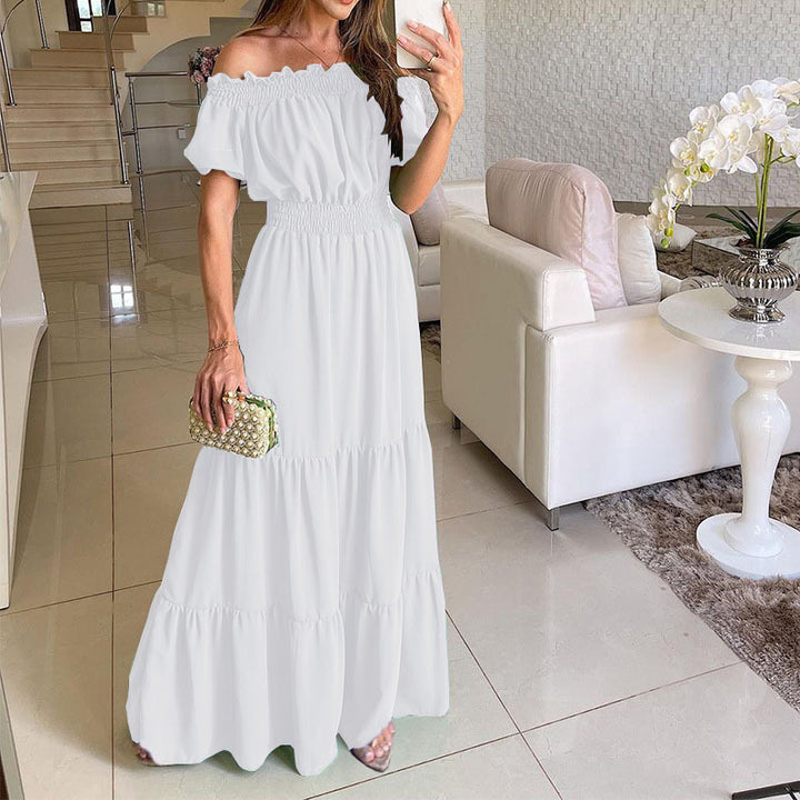 White Short Sleeve Off Shoulder Dress