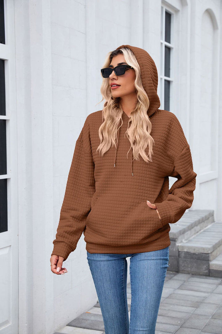 Brown Full Sleeves Solid Hoodie