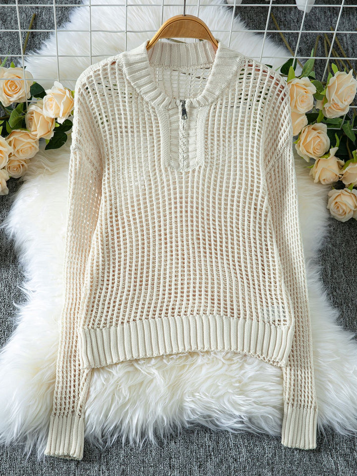 Off White Full Sleeve Textured Sweaters