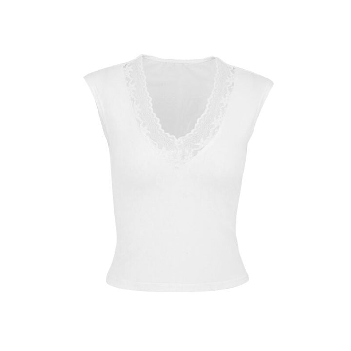 White Cap Sleeve Lace Detail Top