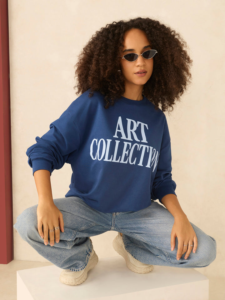 Blue Typographic Sweatshirt