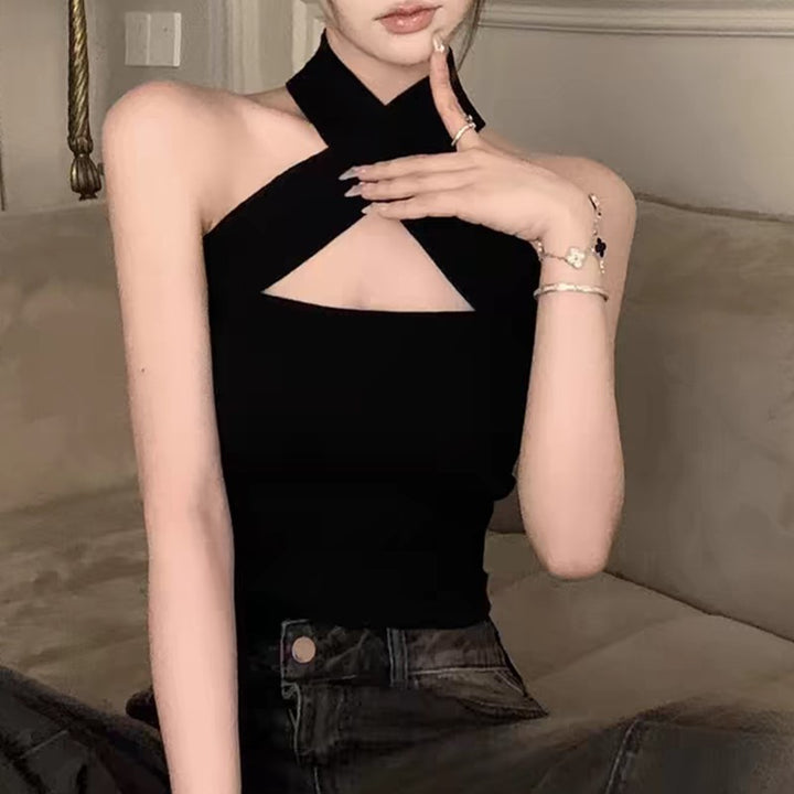 Black Criss Cross Tank Top
