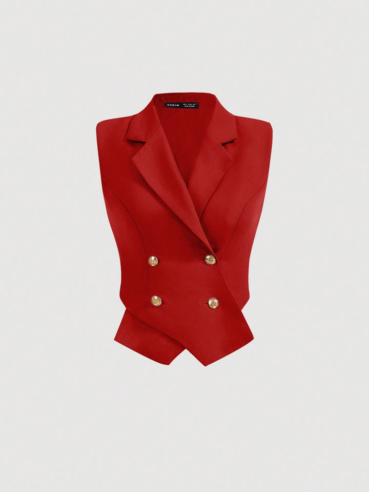 Red Front Buttoned Vest