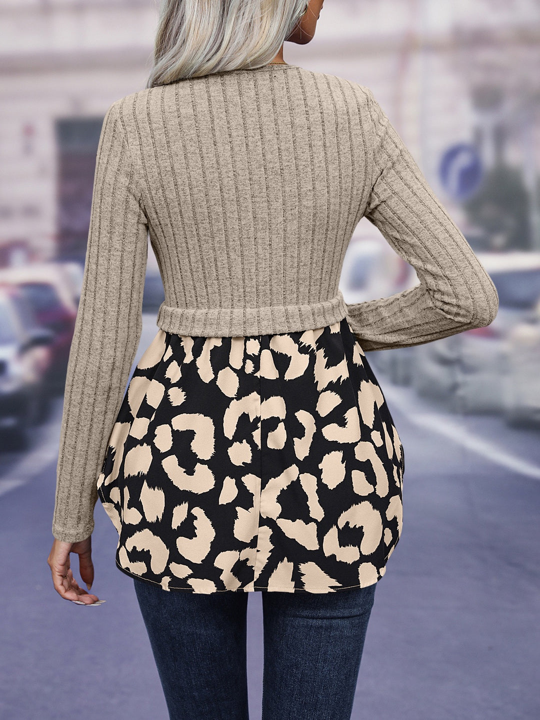 Apricot Round Neck Ribbed Top