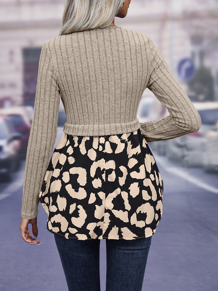 Apricot Round Neck Ribbed Top