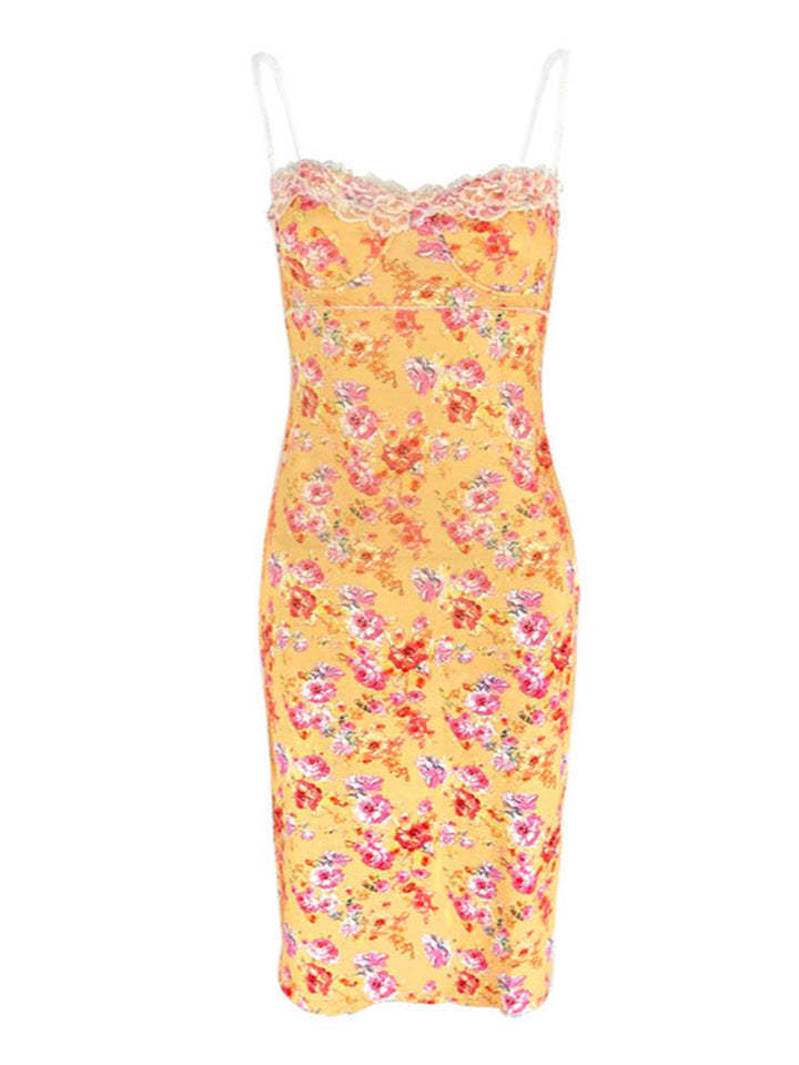 Yellow Floral Bodycon Dress