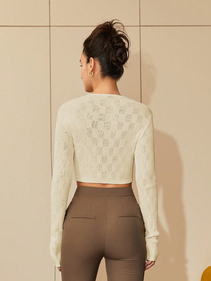 Beige Knit Full Sleeve Top