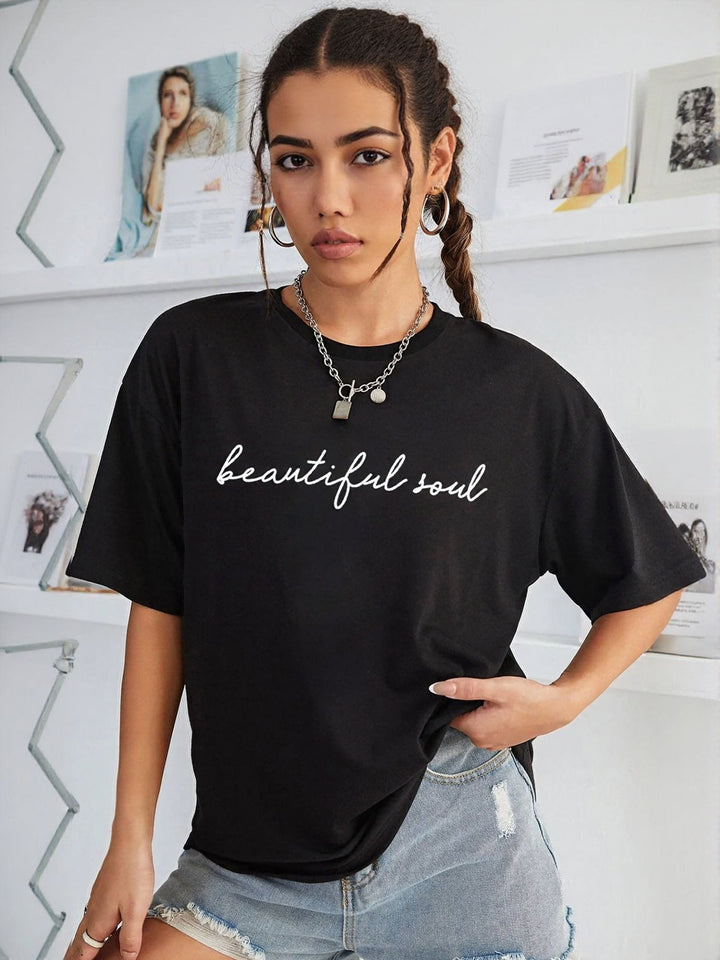 Black Oversized Graphic Print T-Shirt