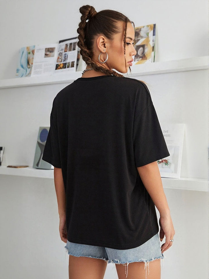 Black Oversized Graphic Print T-Shirt