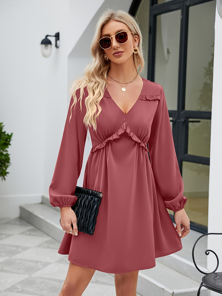 Pink A-Line Dress With Ruffle Detail