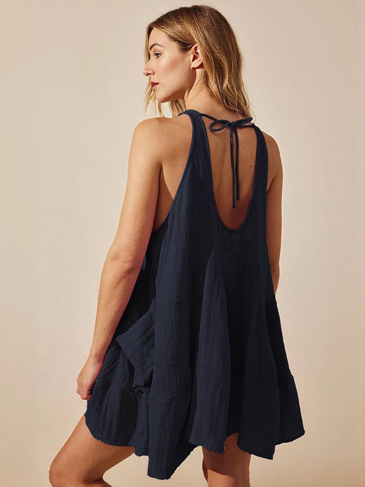 Navy Blue Mini Dress With Pockets