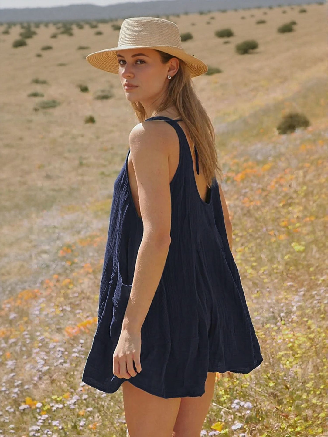 Navy Blue Mini Dress With Pockets