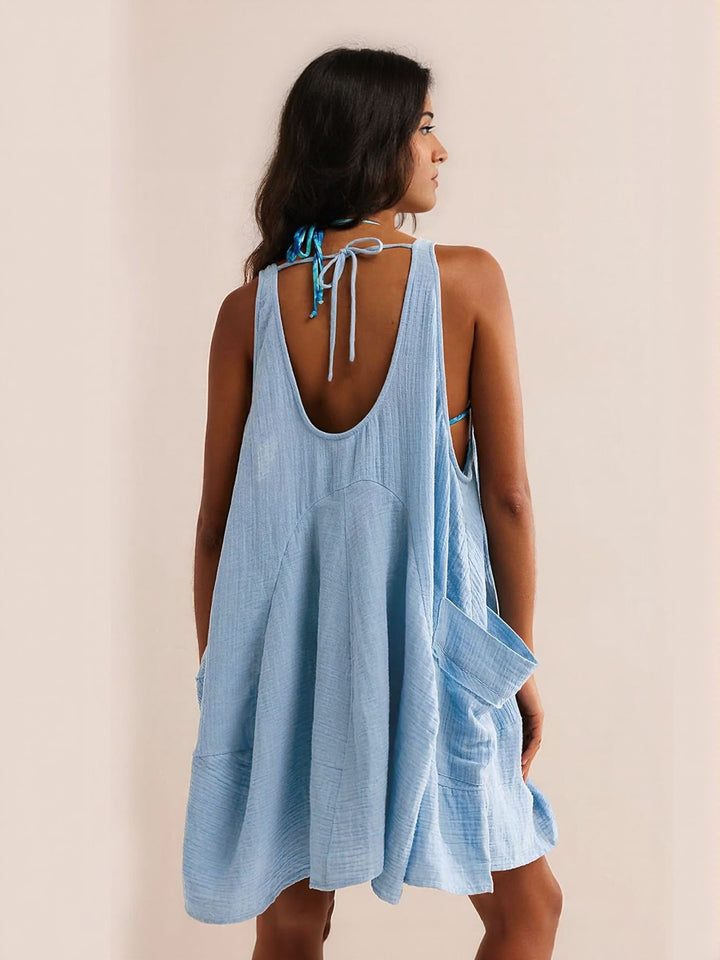 Blue Mini Dress With Pockets