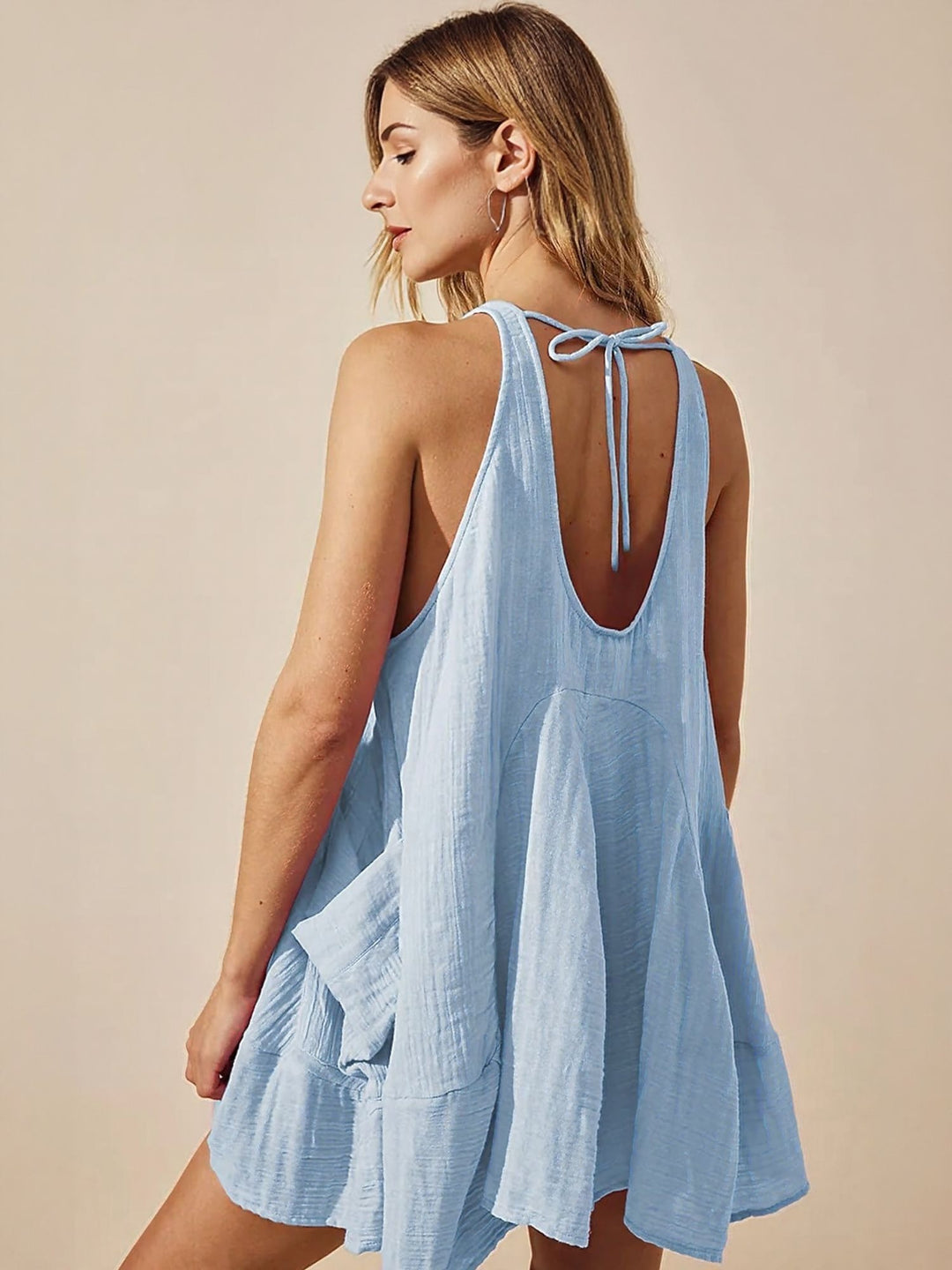 Blue Mini Dress With Pockets