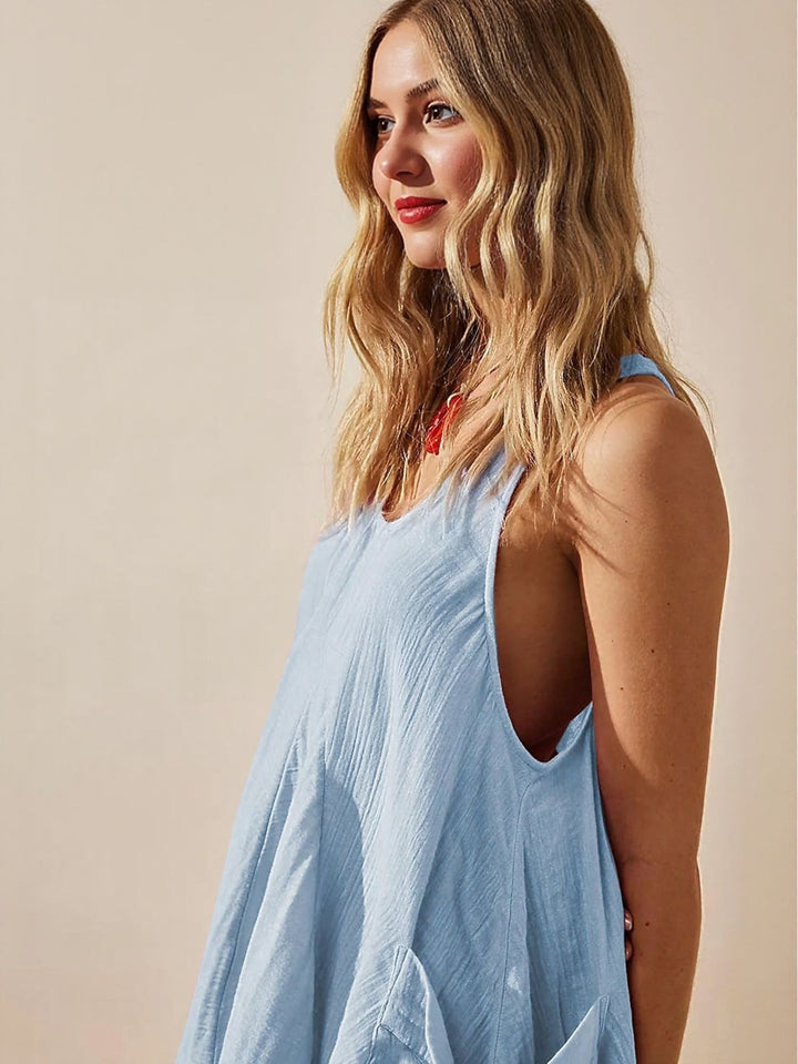 Blue Mini Dress With Pockets